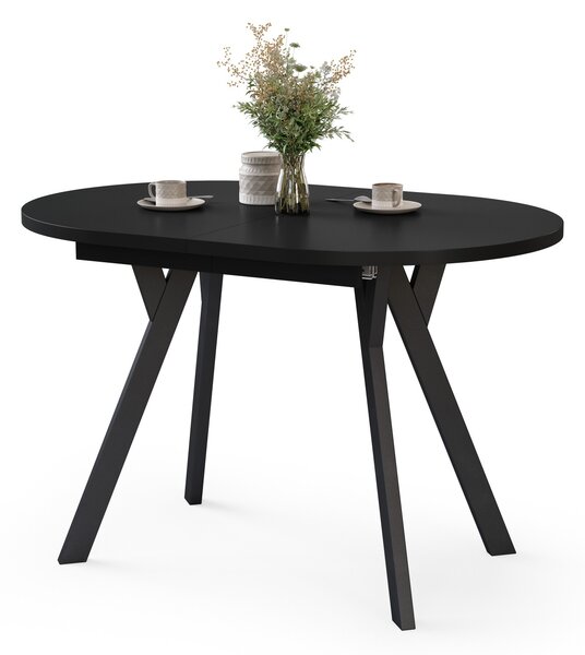 ALMO Čierny mat / čierne nohy - OVÁLNY ROZKLADACÍ STÔL 120-220 cm PRE 10-12 OSÔB