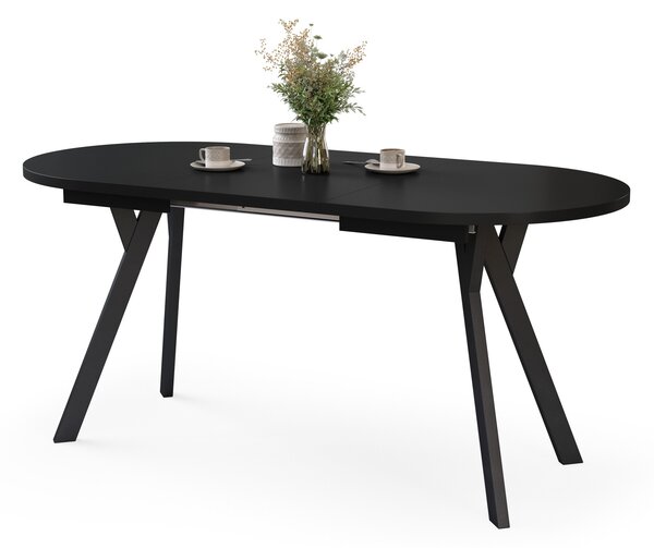 ALMO Čierny mat / čierne nohy - OVÁLNY ROZKLADACÍ STÔL 120-220 cm PRE 10-12 OSÔB