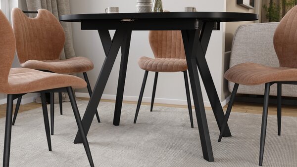 ALMO Čierny mat / čierne nohy - OVÁLNY ROZKLADACÍ STÔL 120-220 cm PRE 10-12 OSÔB