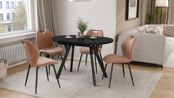 ALMO Čierny mat / čierne nohy - OVÁLNY ROZKLADACÍ STÔL 120-220 cm PRE 10-12 OSÔB