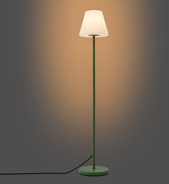 Vonkajšia stojaca lampa zelená s bielym tienidlom IP65 - Virginia