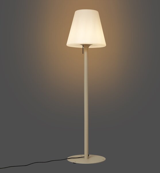 Moderná vonkajšia stojaca lampa béžová s bielym tienidlom IP44 - Big Virginia