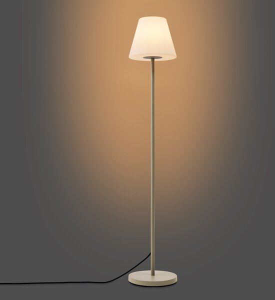 Vonkajšia stojaca lampa béžová s bielym tienidlom IP65 - Virginia