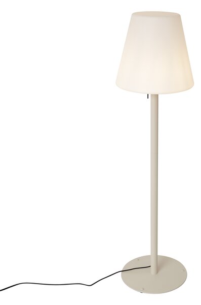 Moderná vonkajšia stojaca lampa béžová s bielym tienidlom IP44 - Big Virginia