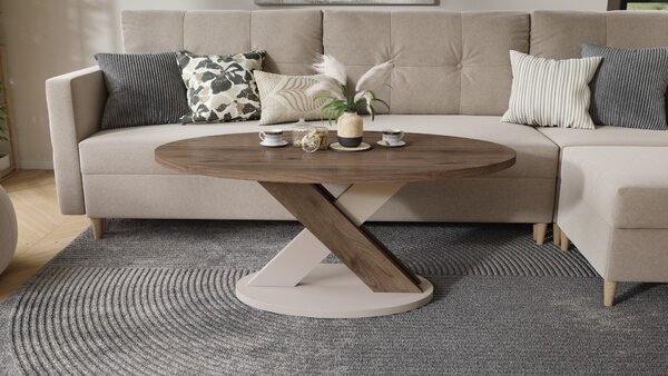 LOXA Orech Elegant / Béžová Taupe - OVÁLNY KONFERENČNÝ STOLÍK 120x65 cm
