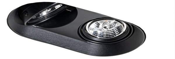 Okrúhle zapustené bodové svetlo čierne GU10 70 mm 2-svetlo - Hubs
