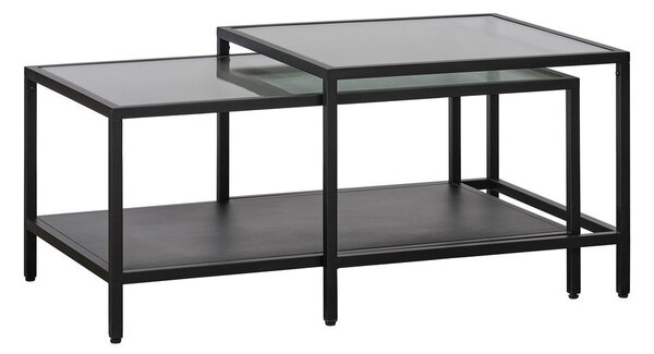 Čierne sklenené konferenčné stolíky v súprave 2 ks 60x60 cm Bronco – Unique Furniture