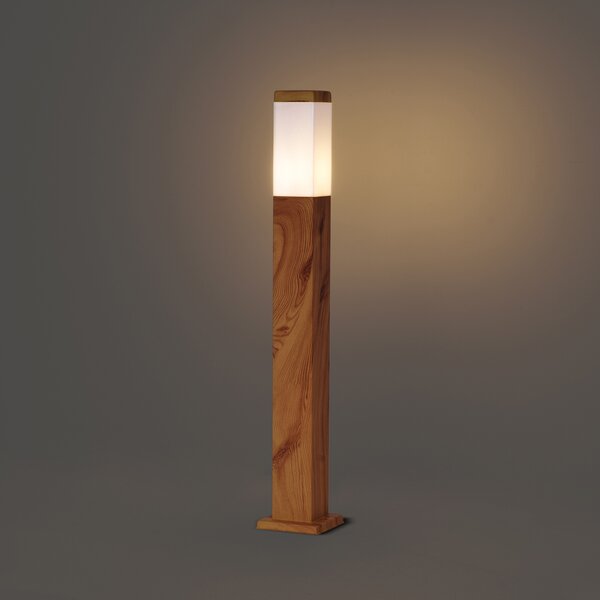 Moderná vonkajšia stojaca lampa oceľová s drevenou potlačou 80 cm IP44 - Malois