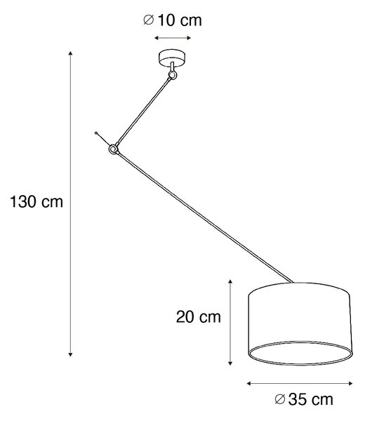 Závesná lampa čierna so zamatovým tienidlom taupe 35cm - Blitz