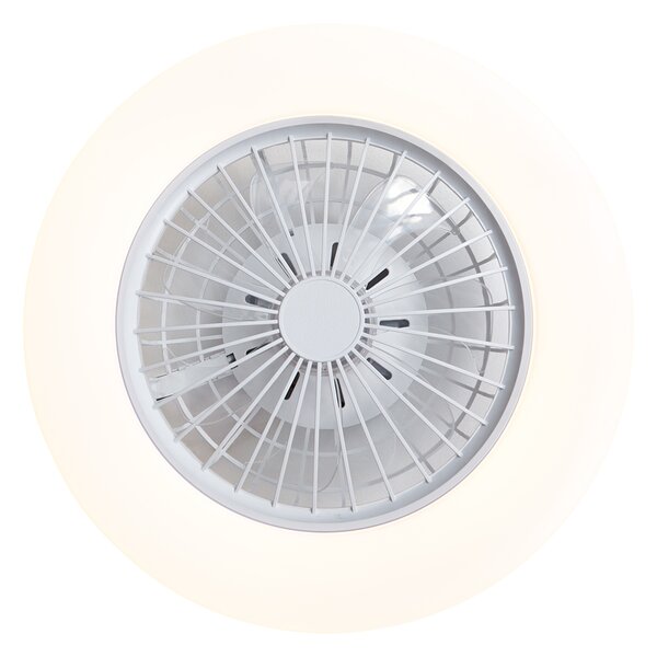 Stropný ventilátor biely 48,5 cm vrátane stmievateľného RGB LED s diaľkovým ovládaním - Clemo