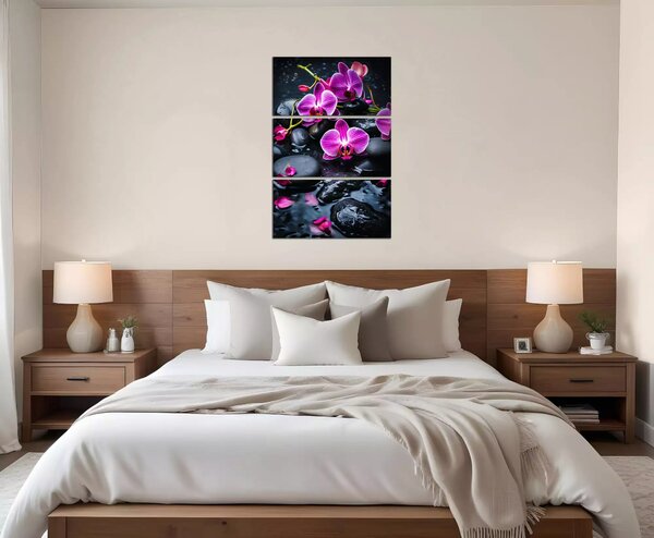 Moderný obraz Fialové orchidey na kameňoch