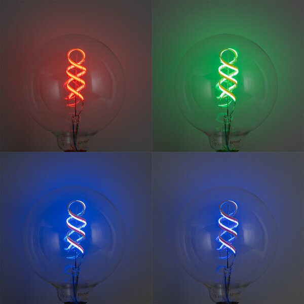 Inteligentné stmievateľné LED žiarovky E27 G125 RGBW 4W 250lm 2700K