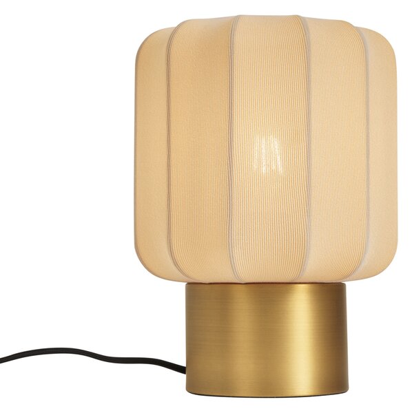 Japandi stolná lampa zlatá s béžovým tienidlom - Pluni