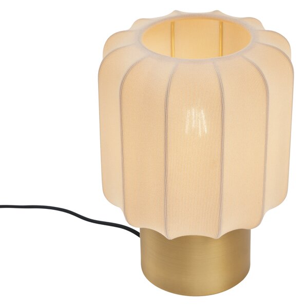 Japandi stolná lampa zlatá s béžovým tienidlom - Pluni
