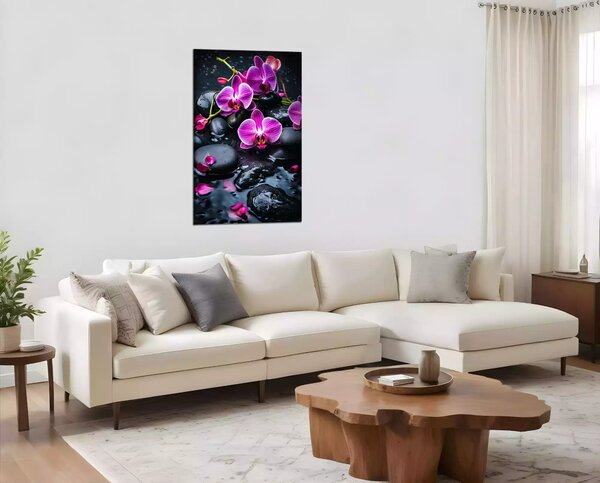 Moderný obraz Fialové orchidey na kameňoch