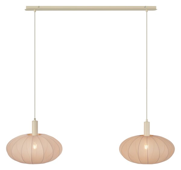 Japandi závesná lampa béžová s látkovým tienidlom 2-svetlá - Bida