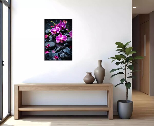 Moderný obraz Fialové orchidey na kameňoch