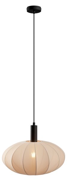 Japandi závesná lampa čierna s hnedým látkovým tienidlom - Bida