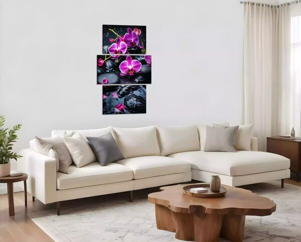 Moderný obraz Fialové orchidey na kameňoch