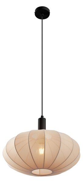Japandi závesná lampa čierna s hnedým látkovým tienidlom - Bida