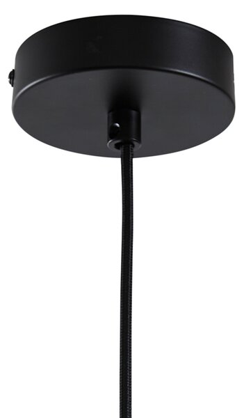 Japandi závesná lampa čierna s hnedým látkovým tienidlom - Bida