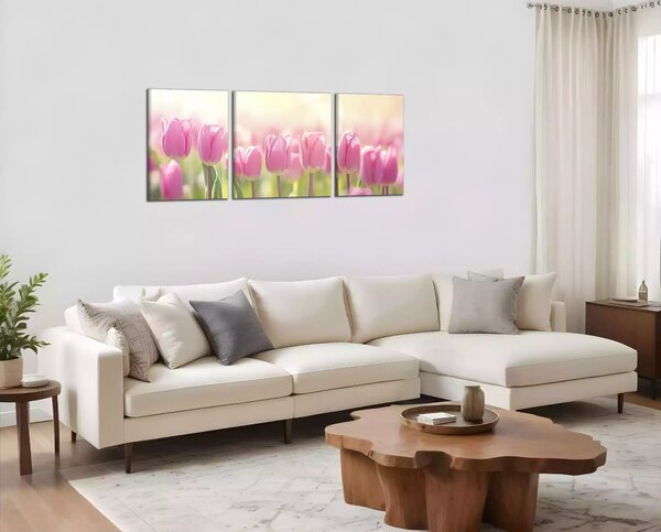 Obraz na stenu Ružové tulipány panoráma