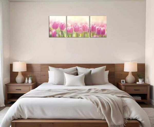 Obraz na stenu Ružové tulipány panoráma