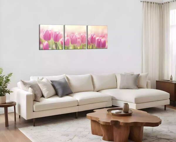Obraz na stenu Ružové tulipány panoráma