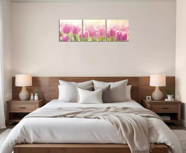 Obraz na stenu Ružové tulipány panoráma