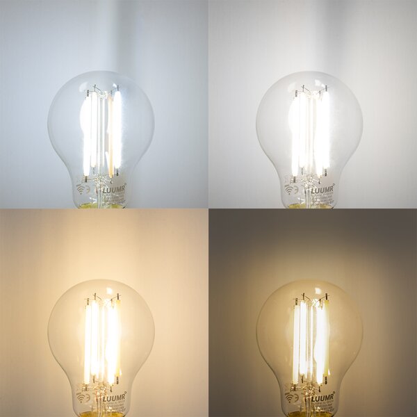 Sada 5 inteligentných stmievateľných LED žiaroviek E27 A60 číra 7W 806 lm 2700-6500K