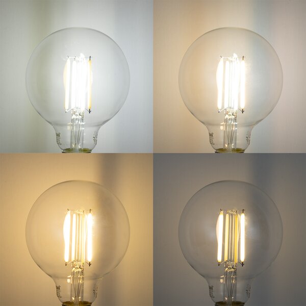 Sada 5 ks Inteligentné stmievateľné LED žiarovky E27 G95 číre 7W 806lm 2700-6500K