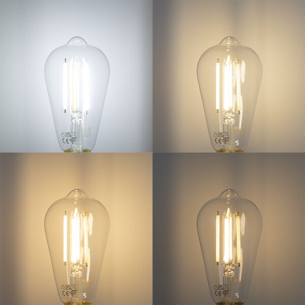 Sada 5 ks Inteligentné stmievateľné LED žiarovky E27 ST64 číre 7W 806lm 2700-6500K