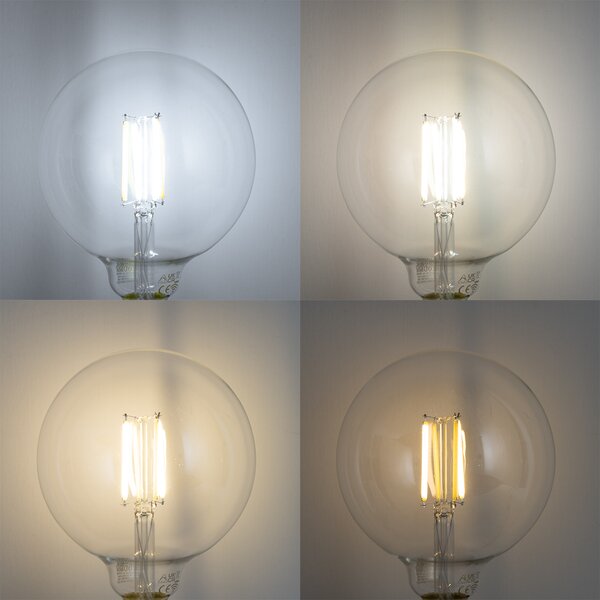 Sada 5 ks Inteligentné stmievateľné LED žiarovky E27 G125 číre 7W 806lm 2700-6500K