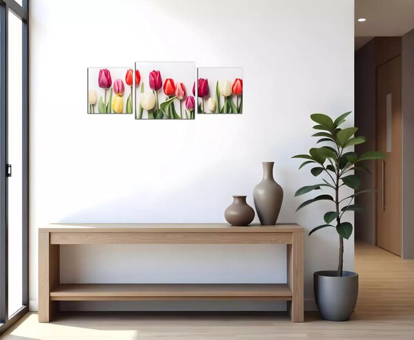 Obraz na plátne Rôznofarebné tulipány