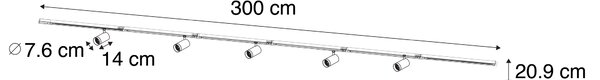 Moderný koľajnicový systém s 5 bielymi reflektormi 1-fázový GU10 70mm - Iconic Jeana Luxe