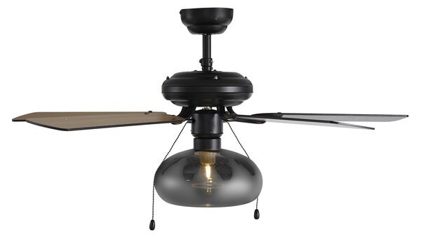 Stropný ventilátor čierny 107,5 cm s ťahovým spínačom - Mistral Busa