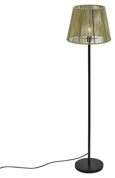 Vonkajšia stojaca lampa čierna so zeleným lanovým tienidlom IP44 - Virginia Jayla