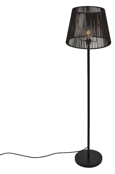 Vonkajšia stojaca lampa čierna s čiernym lanovým tienidlom IP44 - Virginia Jayla