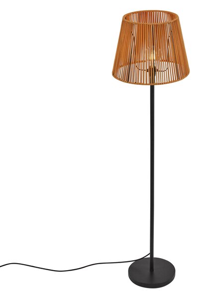 Vonkajšia stojaca lampa čierna s oranžovým lanovým tienidlom IP44 - Virginia Jayla