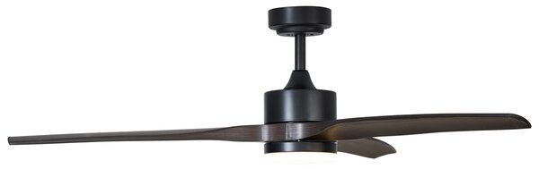 Stropný ventilátor čierny s drevenou potlačou 132 cm vrátane LED stmievateľný s diaľkovým ovládaním - Joly
