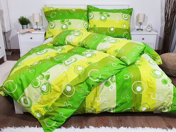 Písecké lůžkoviny Bavlnené obliečky Bublina zelená 220x240 + 2x 50x70