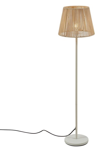 Vonkajšia stojaca lampa biela s béžovým lanovým tienidlom IP44 - Virginia Jayla