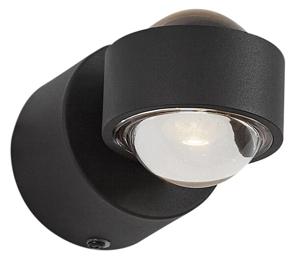 Dizajnové nástenné svietidlo čierne vrátane LED IP44 - Lens