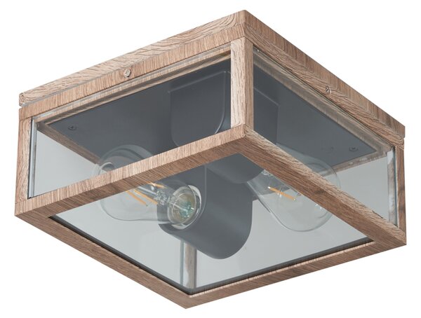Priemyselné stropné svietidlo s drevenou potlačou IP44 2-Lights - Charlois