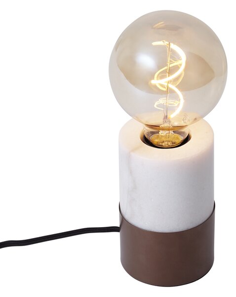 Moderná stolná lampa bronzová s bielym mramorom - Marissa