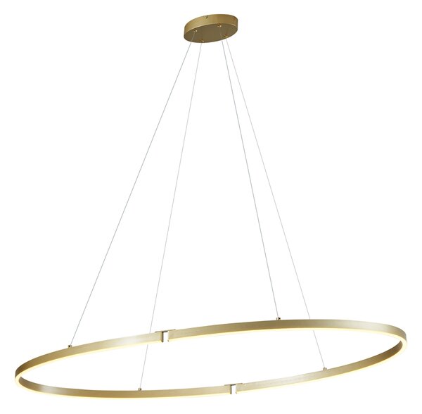 Dizajnové závesné svietidlo mosadzné 120 cm vrátane LED 3-stupňové stmievateľné - Ovallo