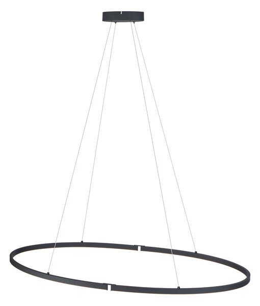 Dizajnové závesné svietidlo čierne oválne 120 cm vrátane LED 3-stupňové stmievateľné - Ovallo
