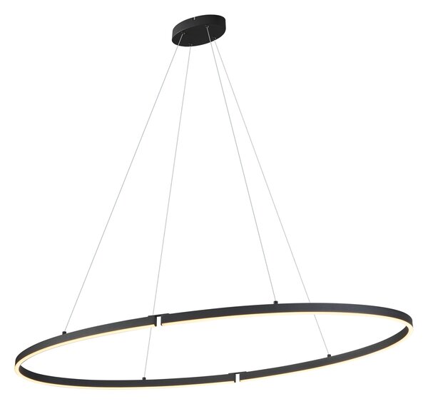 Dizajnové závesné svietidlo čierne oválne 120 cm vrátane LED 3-stupňové stmievateľné - Ovallo