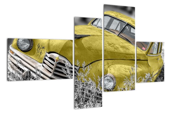 Obraz žltého autá na lúke (Obraz 110x70cm)