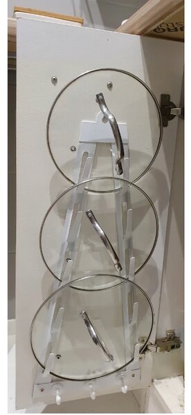ALTOM Organizér na pokrievky, 5 pokrievok s háčikmi, biely XXL - 57x31 cm